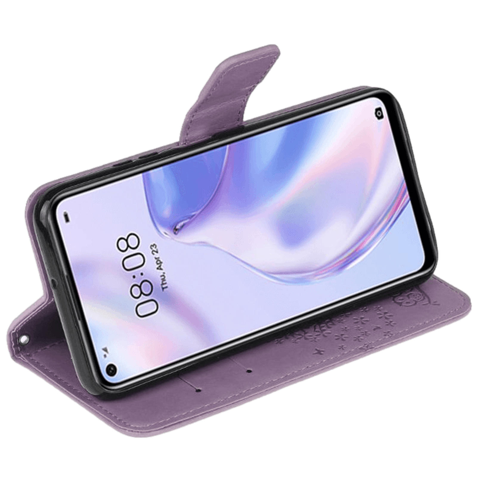 Comfycase Huawei P40 Lite bookcase hoesje uiltjes Paars