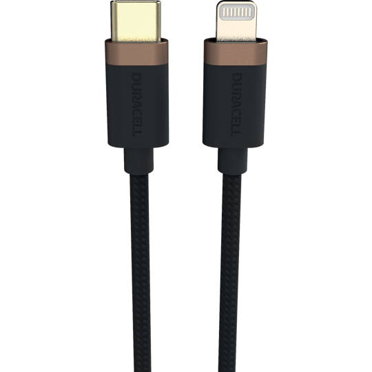 Duracell USB-C naar Lightning C94 Kabel Zwart - Voorkant