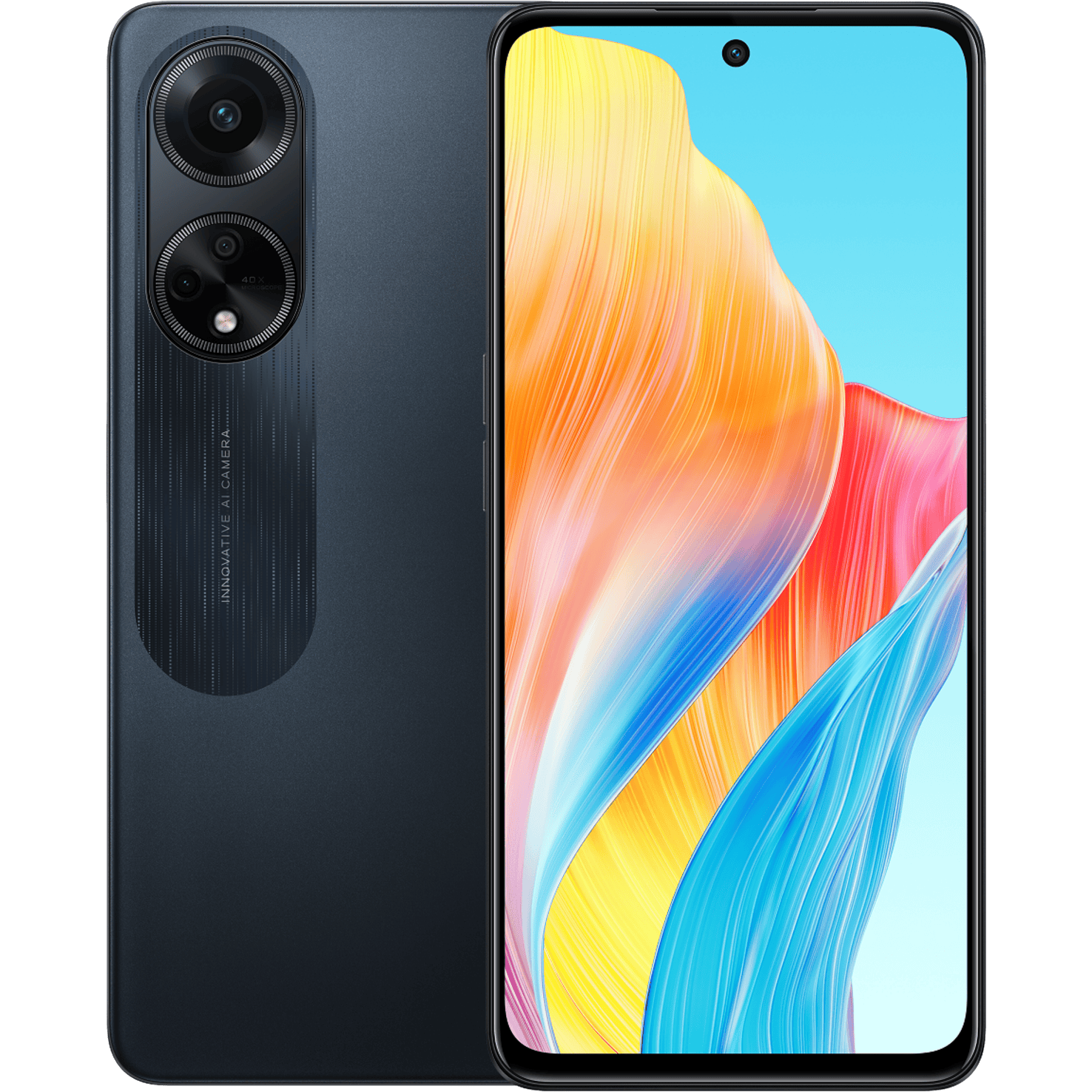 OPPO A98 5G Cool Black - Voorkant & achterkant