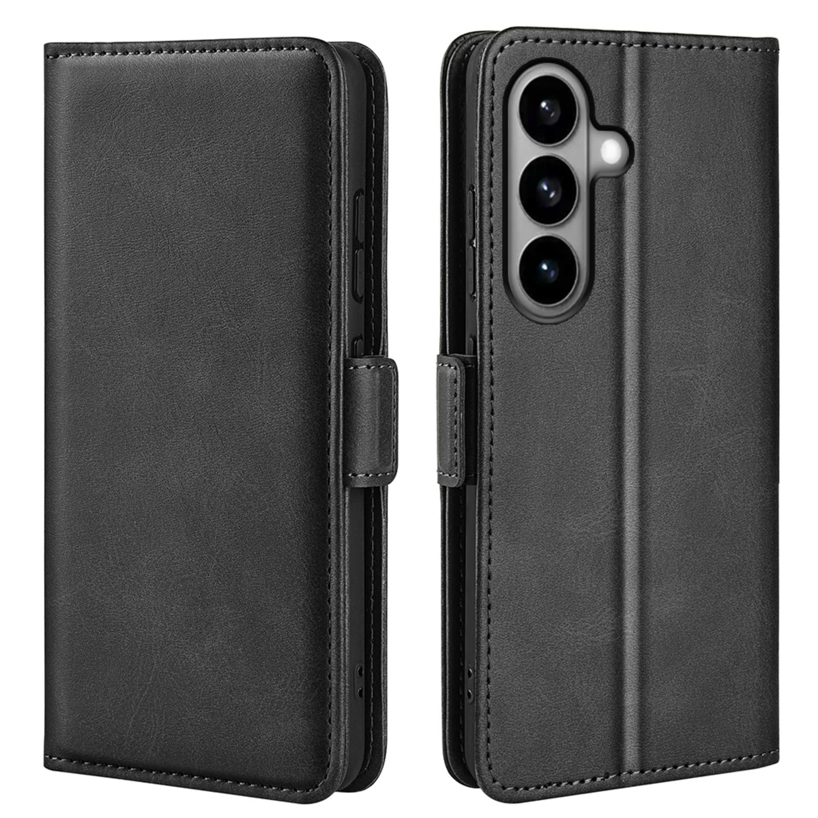 CaseBody Samsung S26 Real Leather Wallet Hoesje Zwart