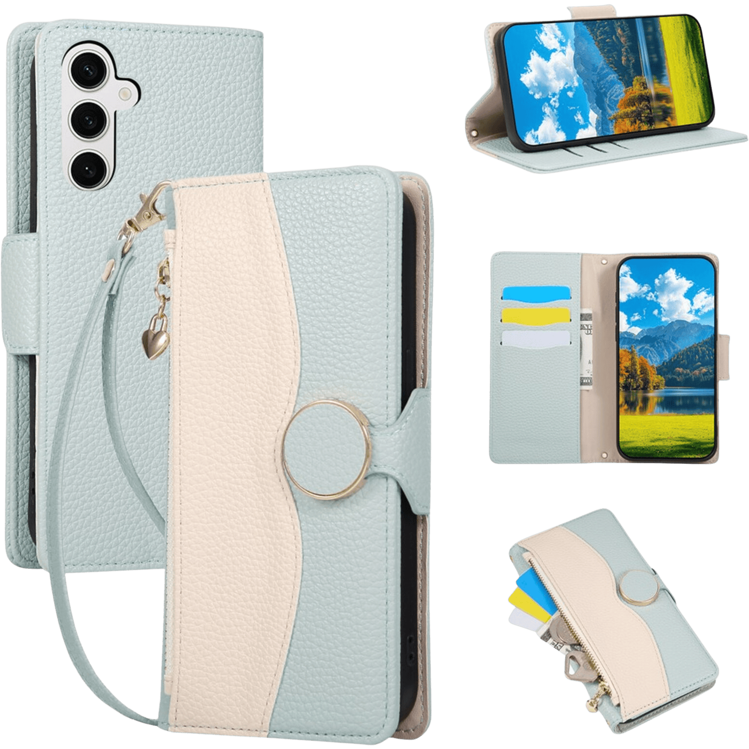 TwoTone Samsung Galaxy S24 FE Zipper Boek Hoesje Groen