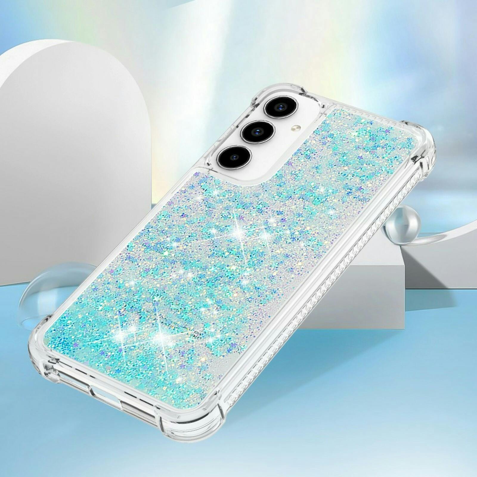Mocaa Samsung Galaxy A55 5G Valbestendig Glitter Hoesje Blauw