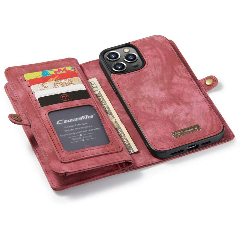 Caseme iPhone 13 Pro Portemonnee Hoesje Alles-in-één Rood