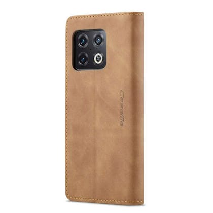 Caseme OnePlus 10 Pro Retro Portemonnee Hoesje Bruin - Achterkant