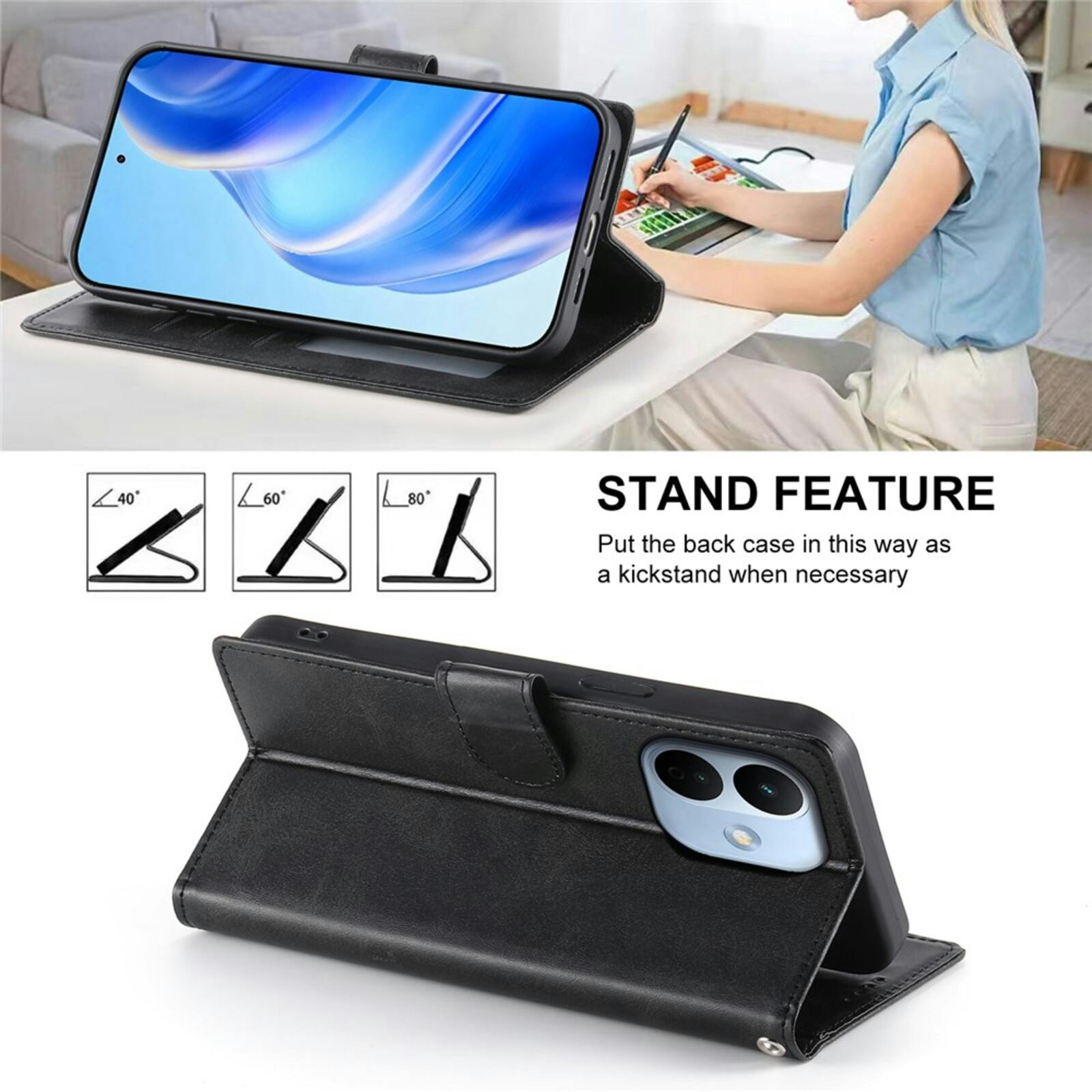 Comfycase Xiaomi Redmi Note 17 Pro Bookcase Hoesje Zwart