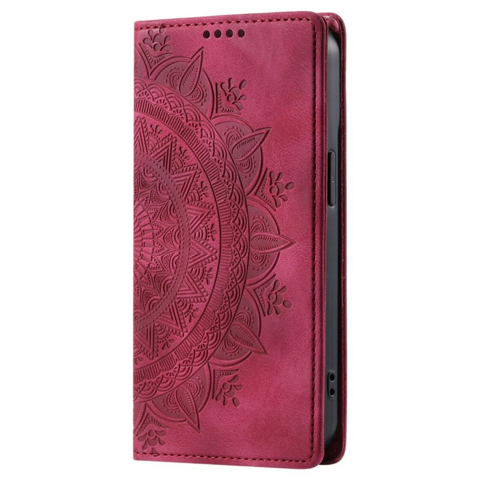 Comfycase Samsung Galaxy S24 FE Zacht Mandala Book Hoesje Rood