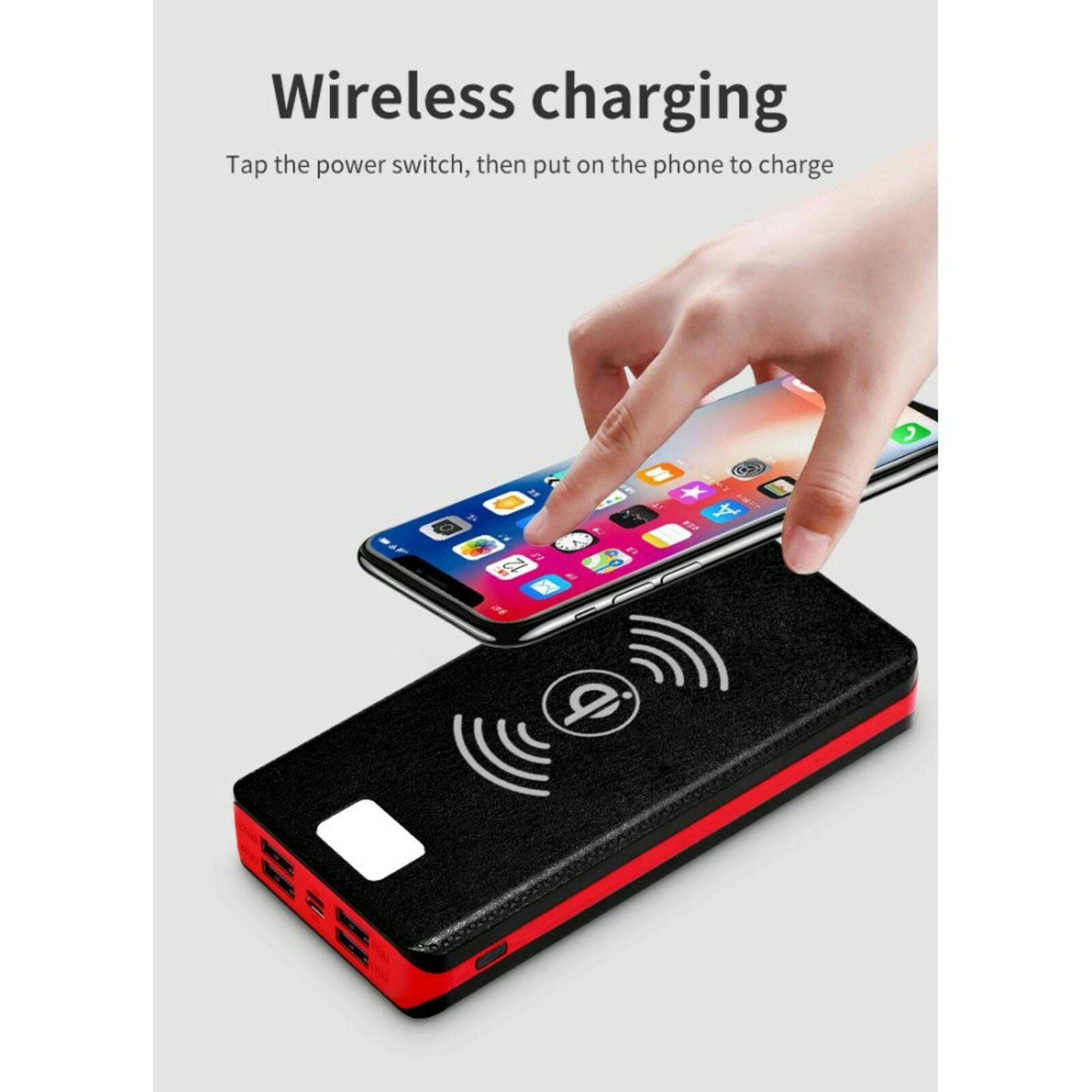 PSOOO 20.000mAh Solar Powerbank met Draadloos Laden Rood 20.000 mAh