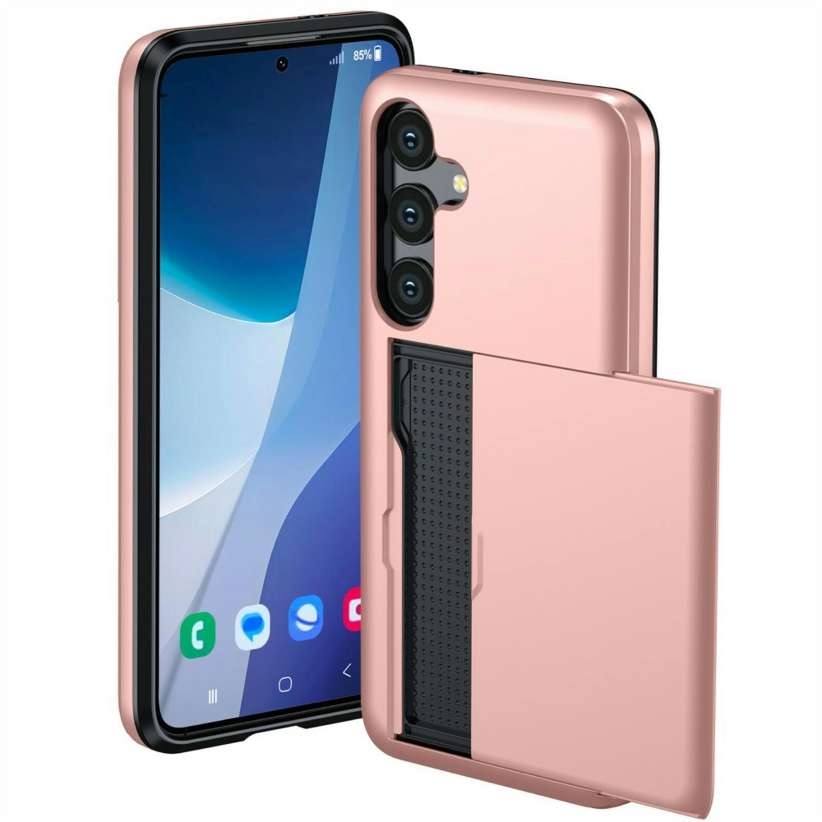 Samsung S24 FE Slide Case Hoesje met Pashouder Roségoud