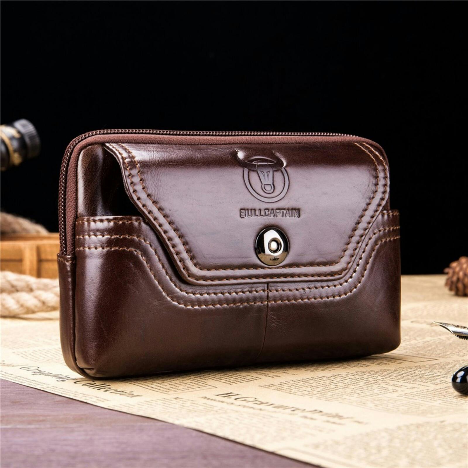 Bullcaptain Horizontal Leather Smartphone Pouch Bruin XL
