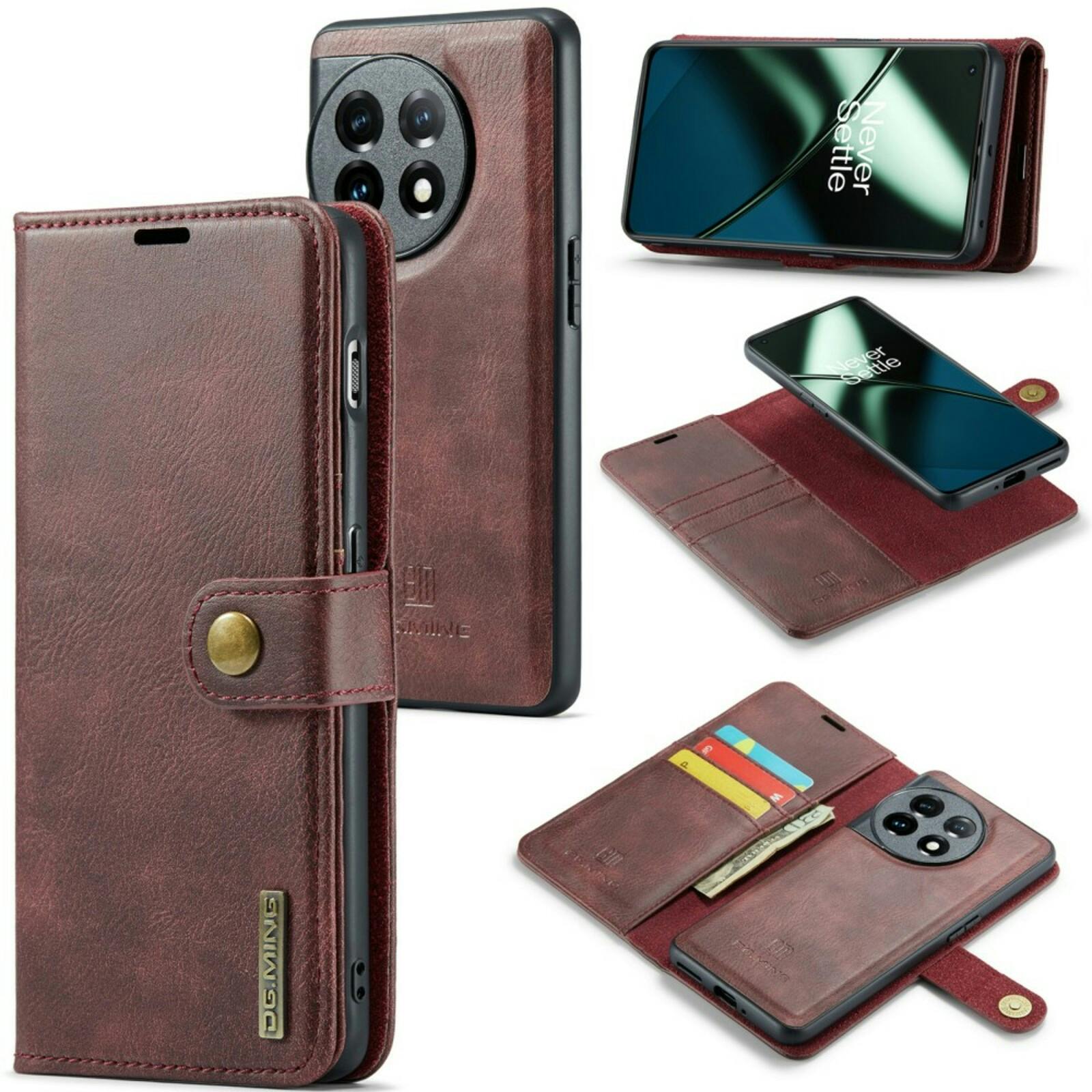 DG.MING OnePlus 11 Lederen 2-in-1 Wallet Hoesje Rood