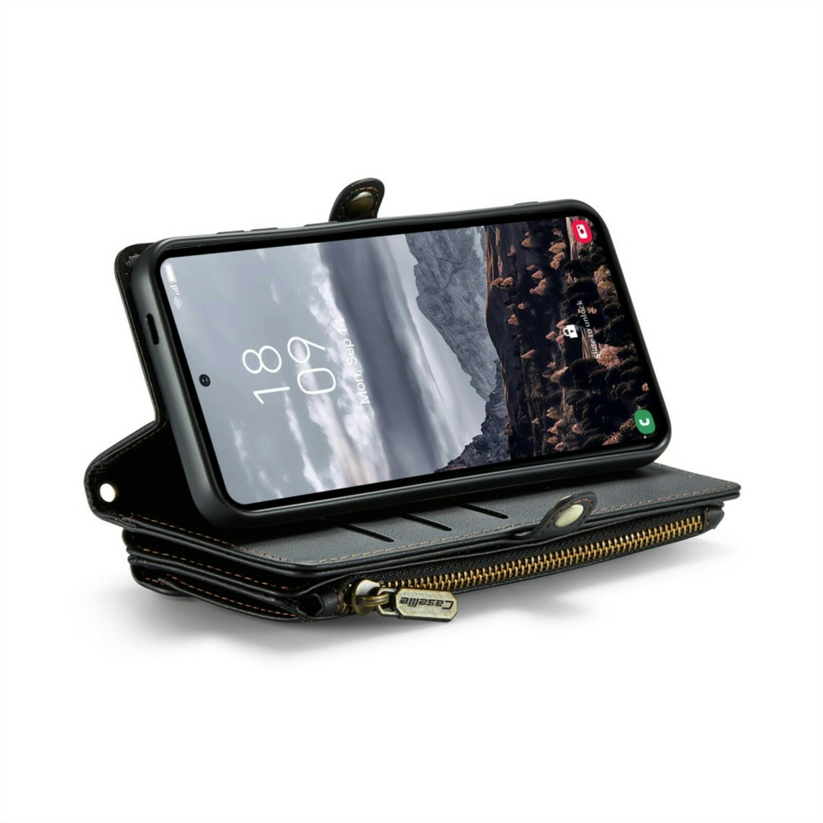 Caseme Samsung S24 FE Clutch Wallet met Koord Zwart