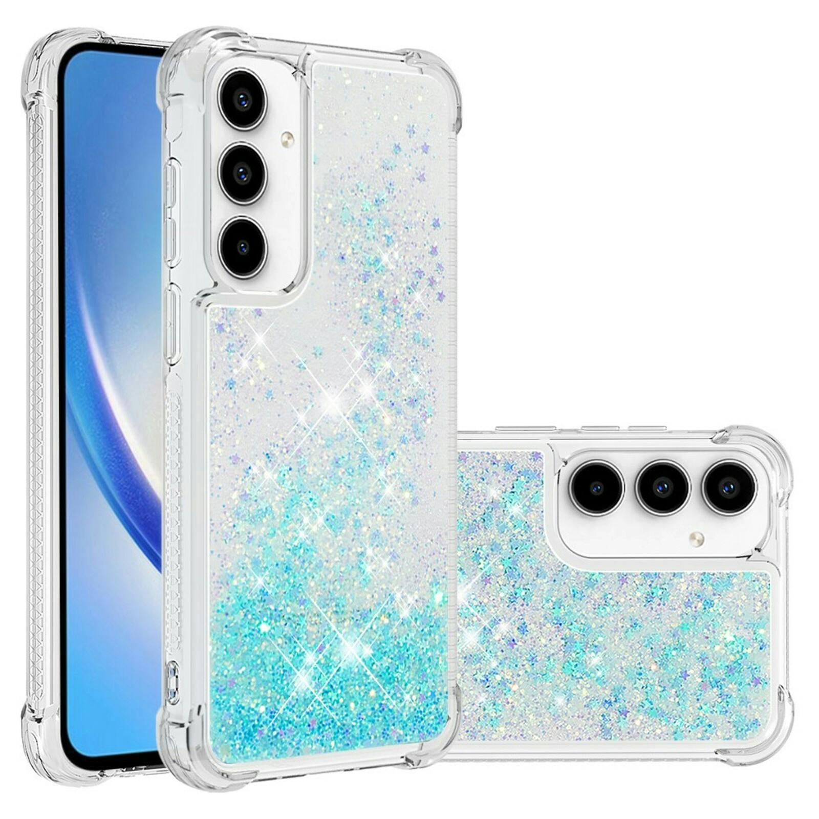 Mocaa Samsung Galaxy A55 5G Valbestendig Glitter Hoesje Blauw