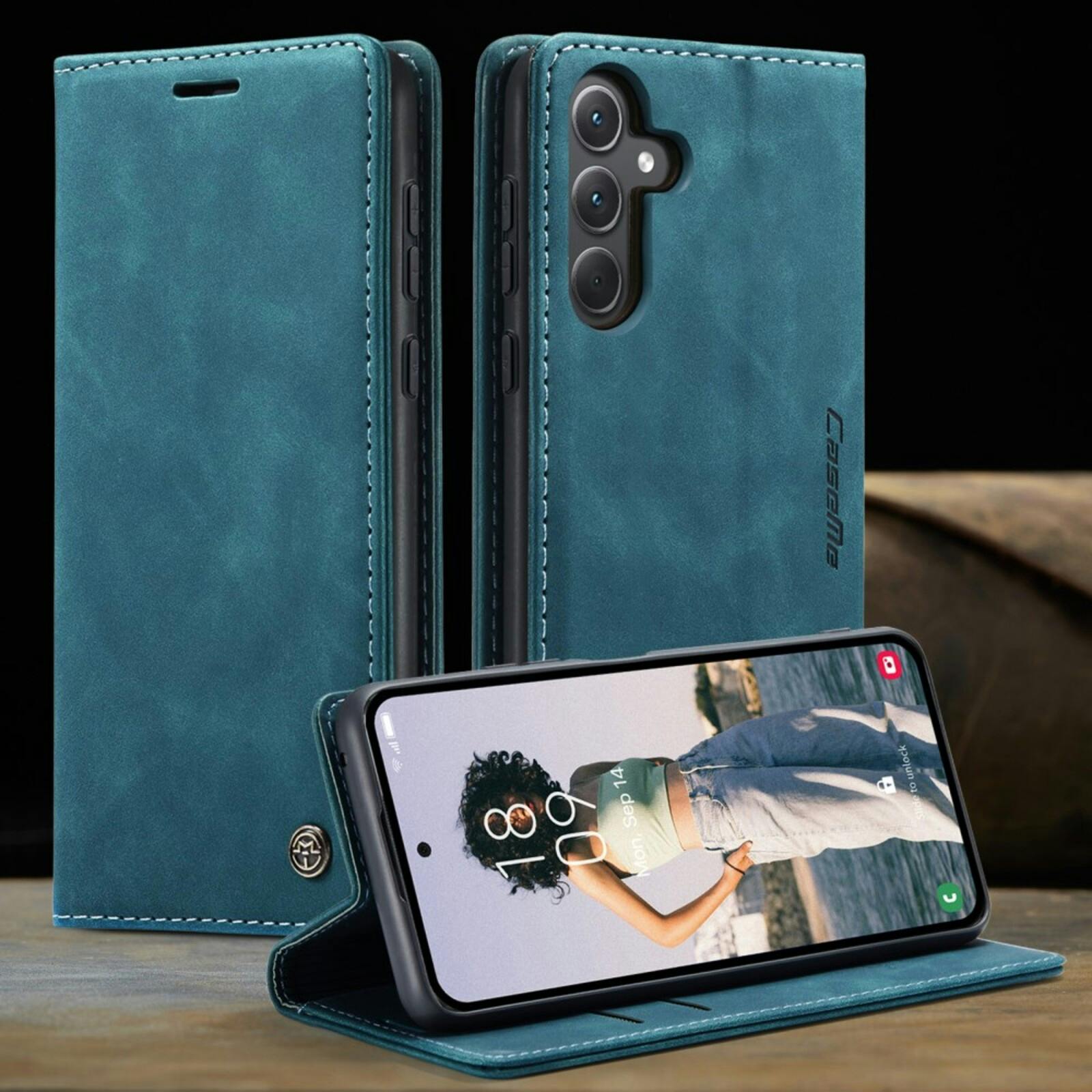 Caseme Samsung Galaxy A56 Business Bookcase Hoesje Blauw