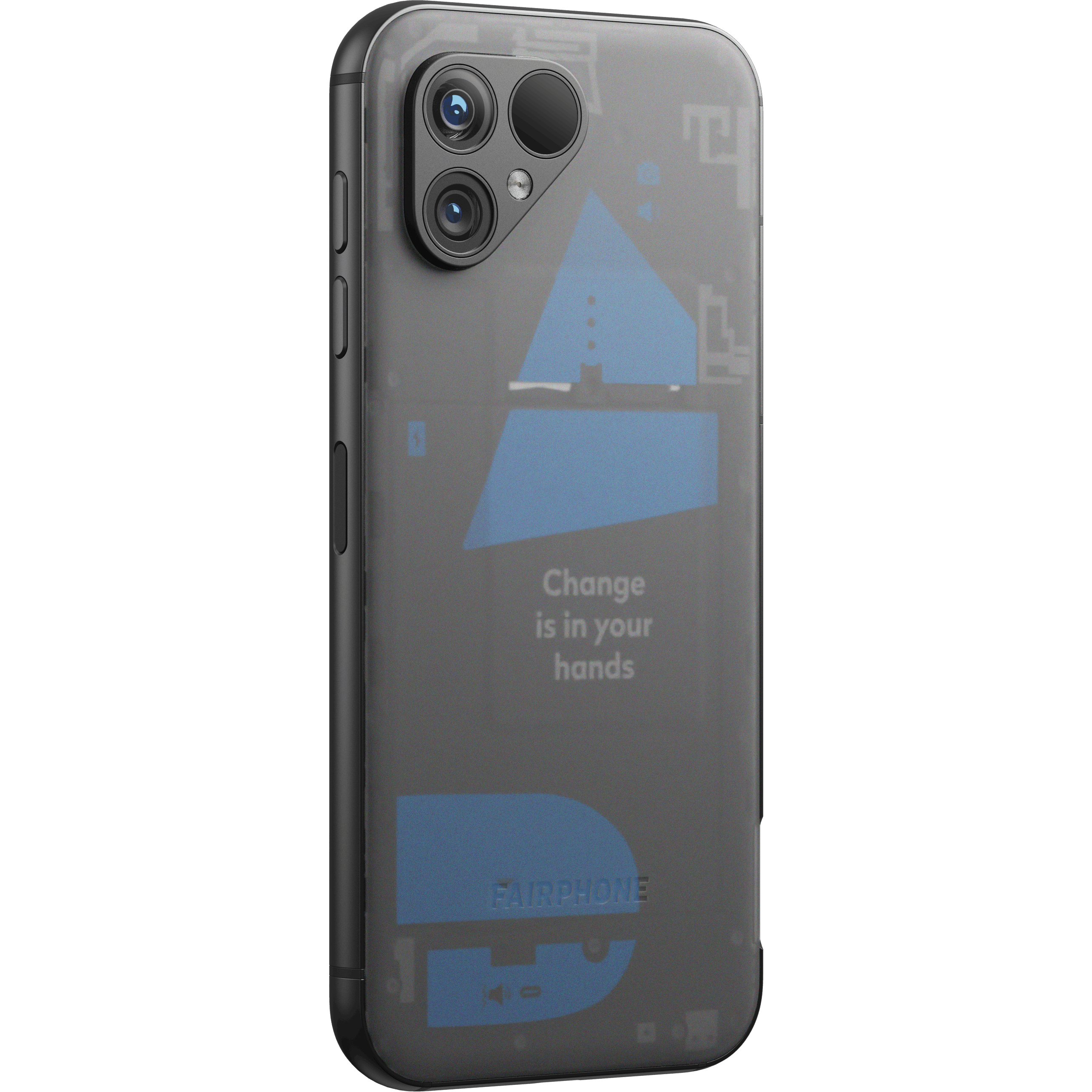 Fairphone 5 Transparent Edition - Aanzicht vanaf links