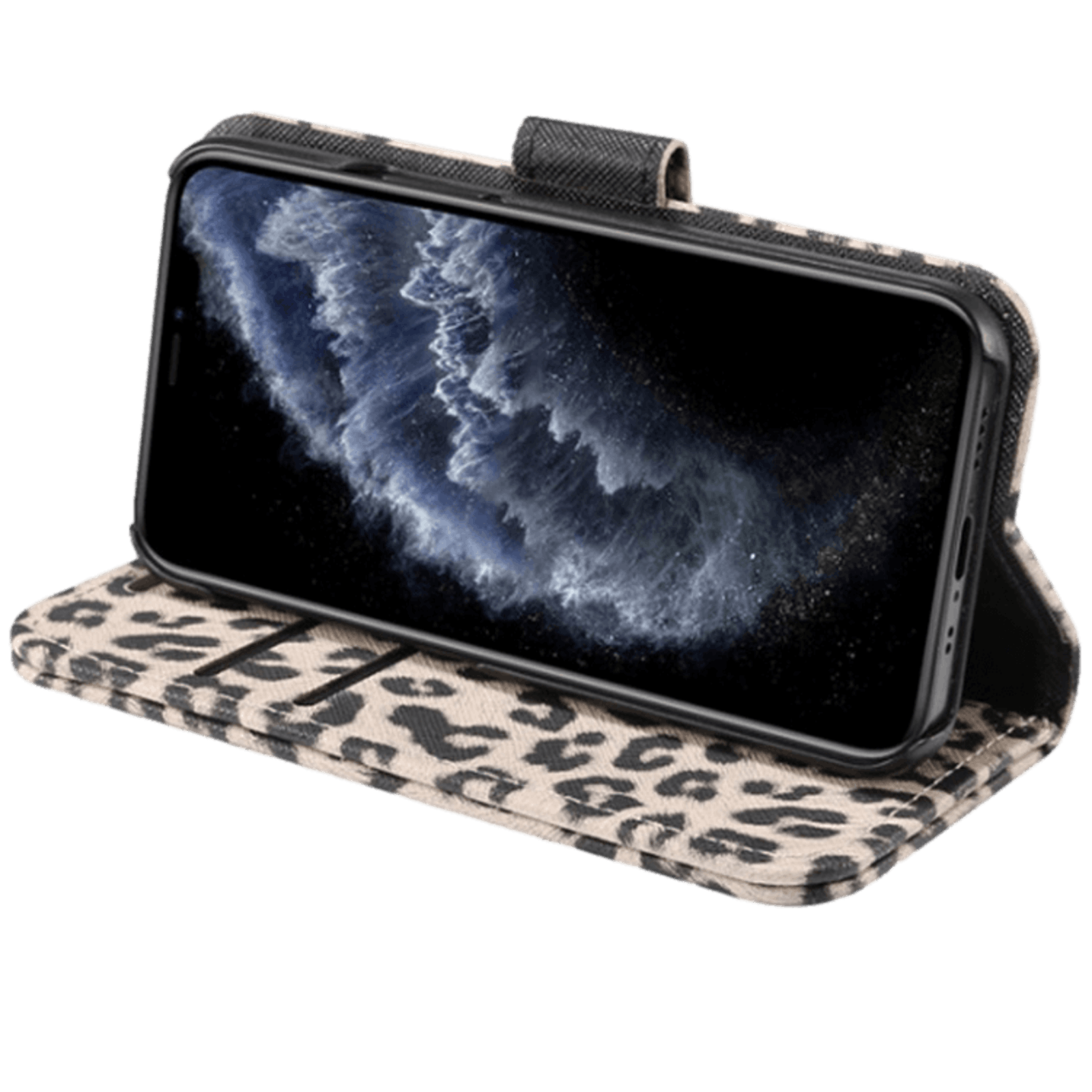 Mocaa iPhone 12 (Pro) Luipaardprint Bookcase Hoesje style I