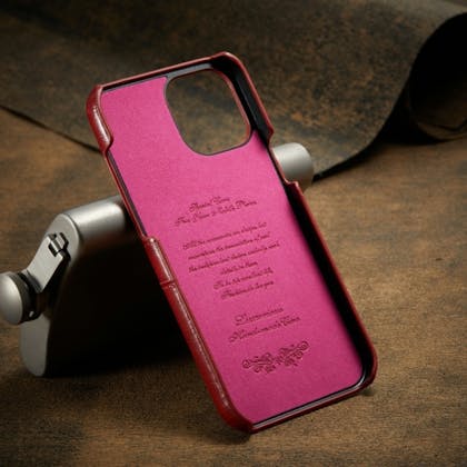 Fierre Shann iPhone 12 (Pro) Luxe Handgemaakt Hoesje met Pasruimte Rood