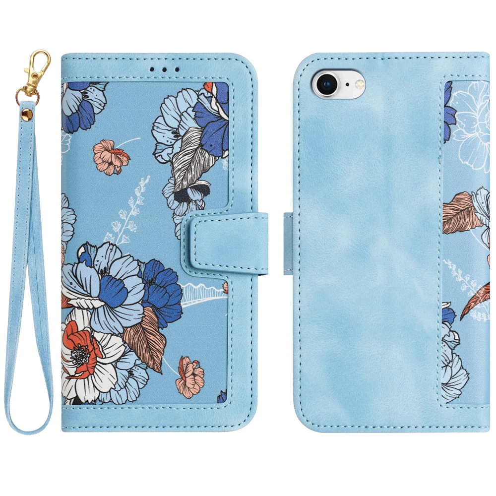 Mocaa Apple iPhone 16e Floral Series Bookcase Lichtblauw