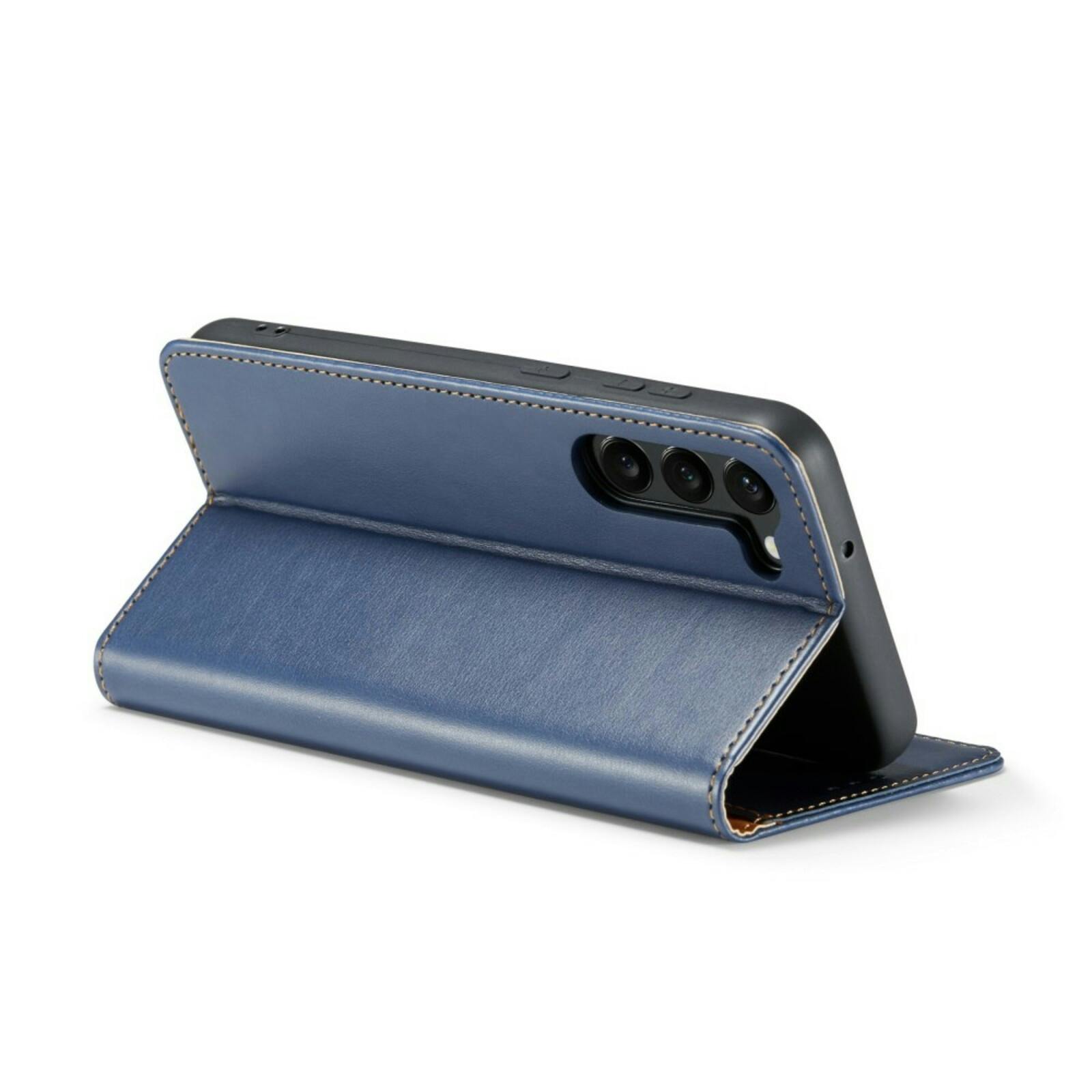 Fierre Shann Samsung Galaxy S24 Plus Slim Wallet Hoesje Blauw