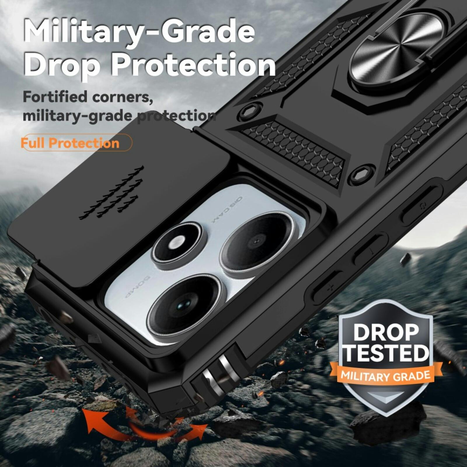 CaseBody Xiaomi Redmi Note 14 5G Shield Case Zwart