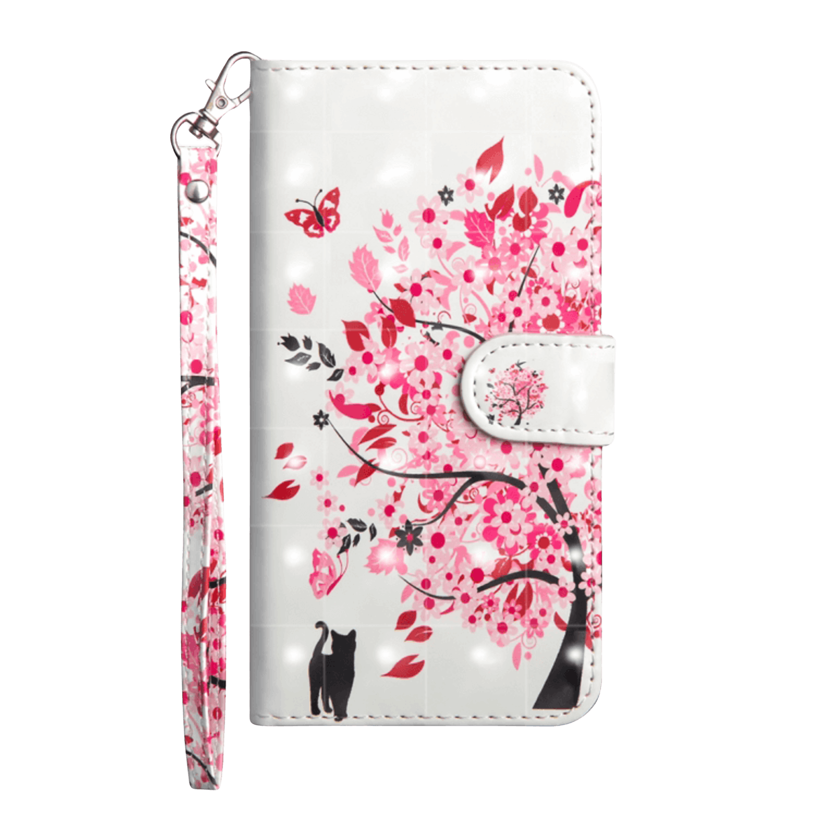 Mocaa Samsung Galaxy A41 Shiny Bookcase Tree and Cat Meerkleurig