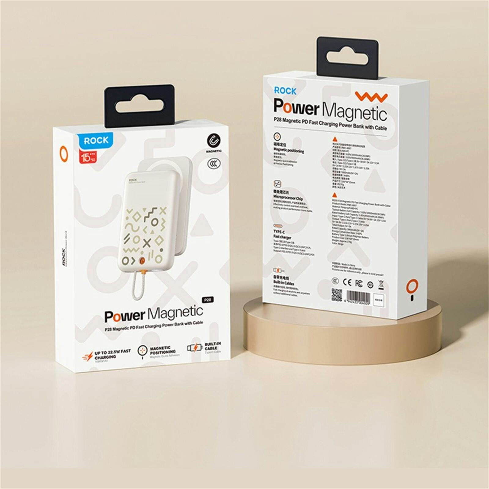 ROCK 10.000mAh MagSafe On-the-Go Powerbank Beige 10.000 mAh