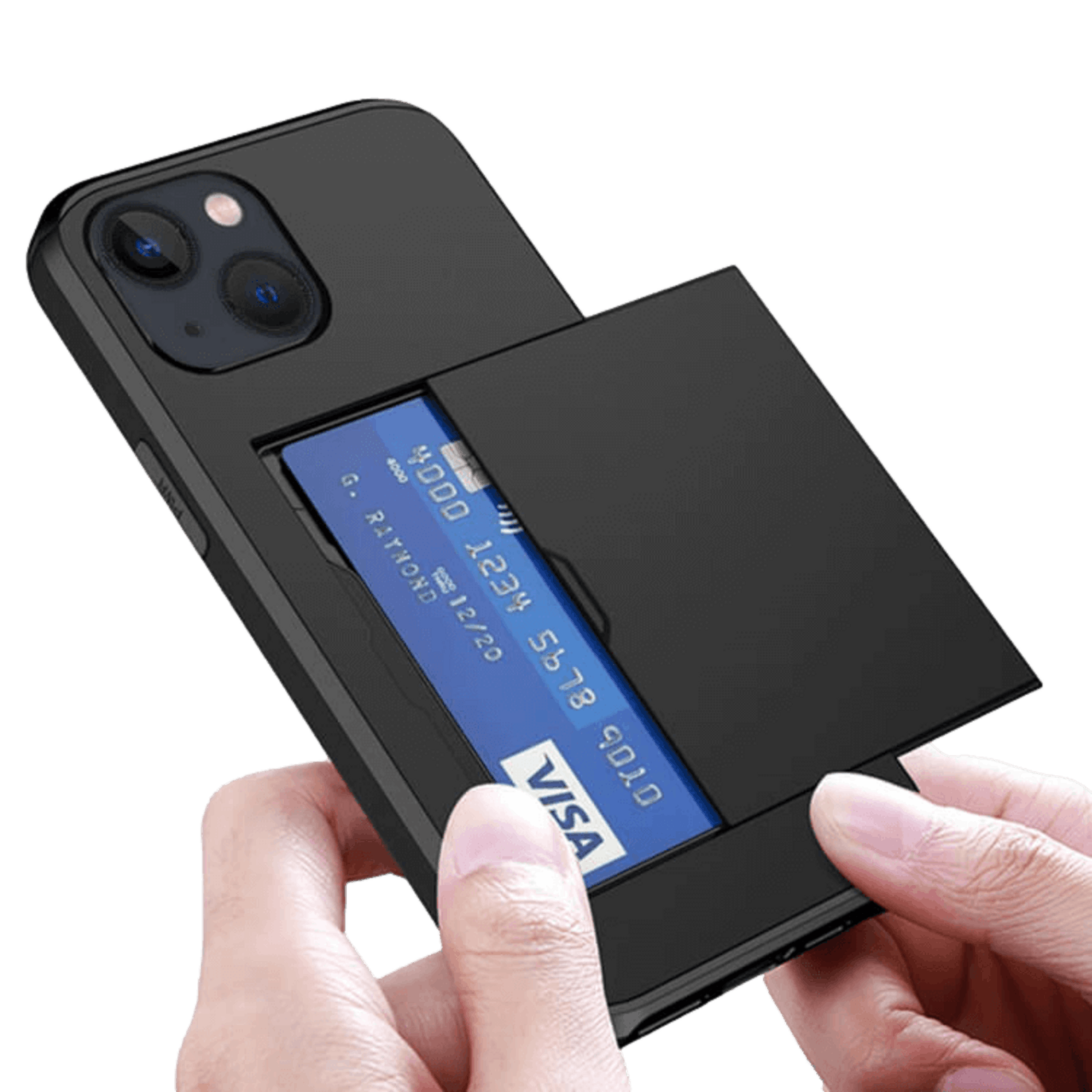 Slide Case iPhone 13 Hoesje met Pashouder Zwart