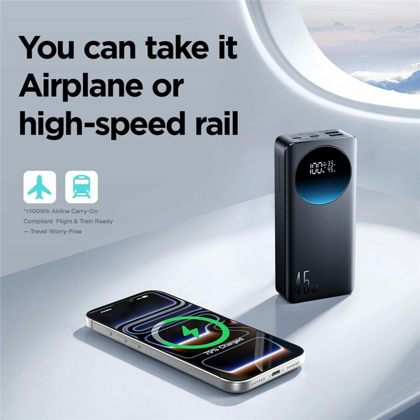 Joyroom Pro Display 45W Fast Charging Display Powerbank 20.000mAh Zwart