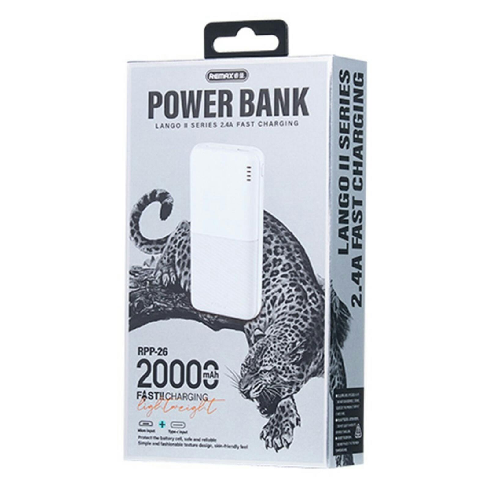 Remax 20.000mAh Portable Powerbank Wit 20.000 mAh