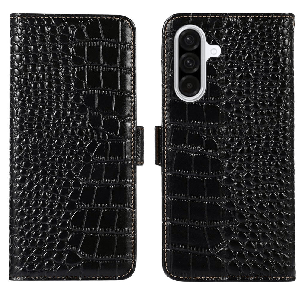 Mocaa Samsung Galaxy A56 Croco Book Case Leer Zwart