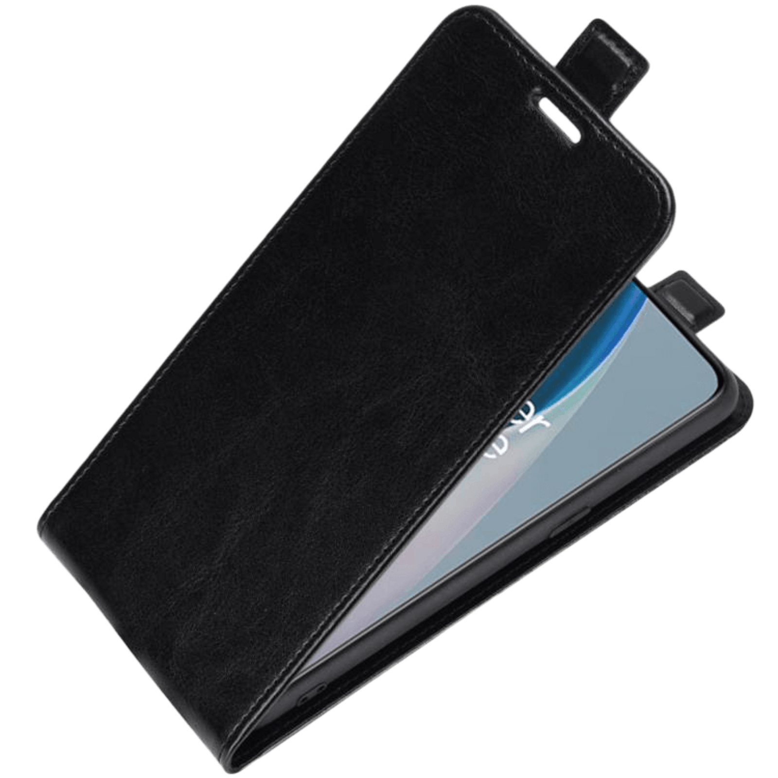 Comfycase OnePlus Nord N10 Verticale Flip Cover met Pasruimte Zwart