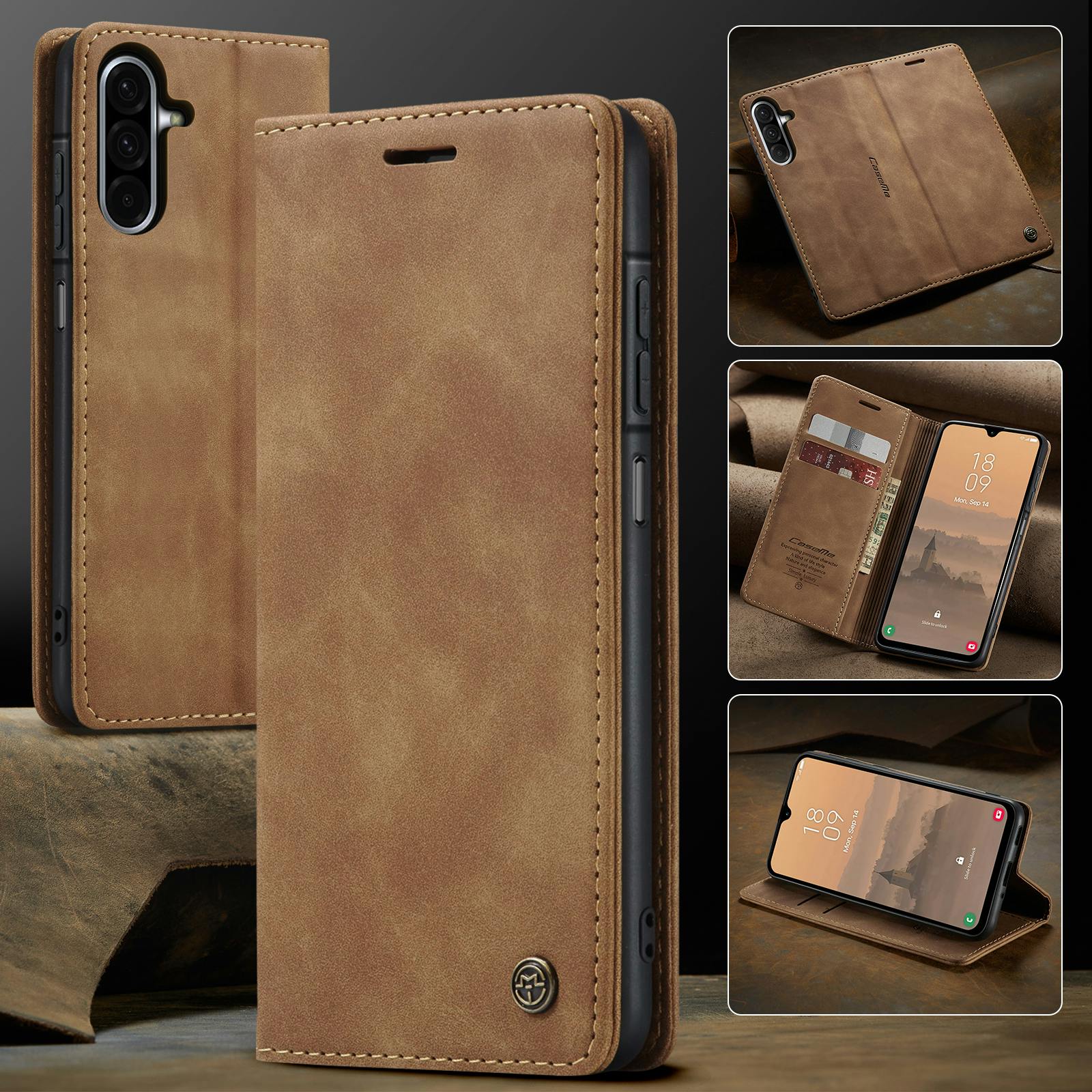 Caseme Samsung Galaxy A57 Business Bookcase Hoesje Grijs