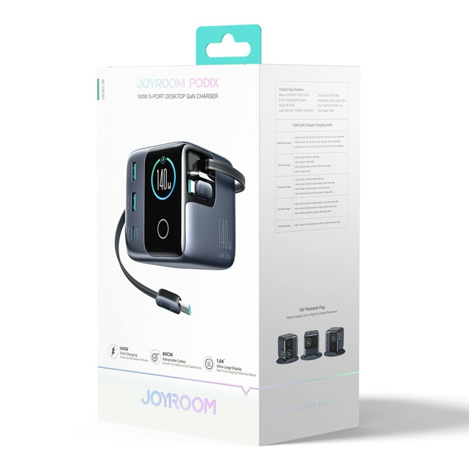 Joyroom 140W GaN Ultra Desktop Charger met Kabels Zwart