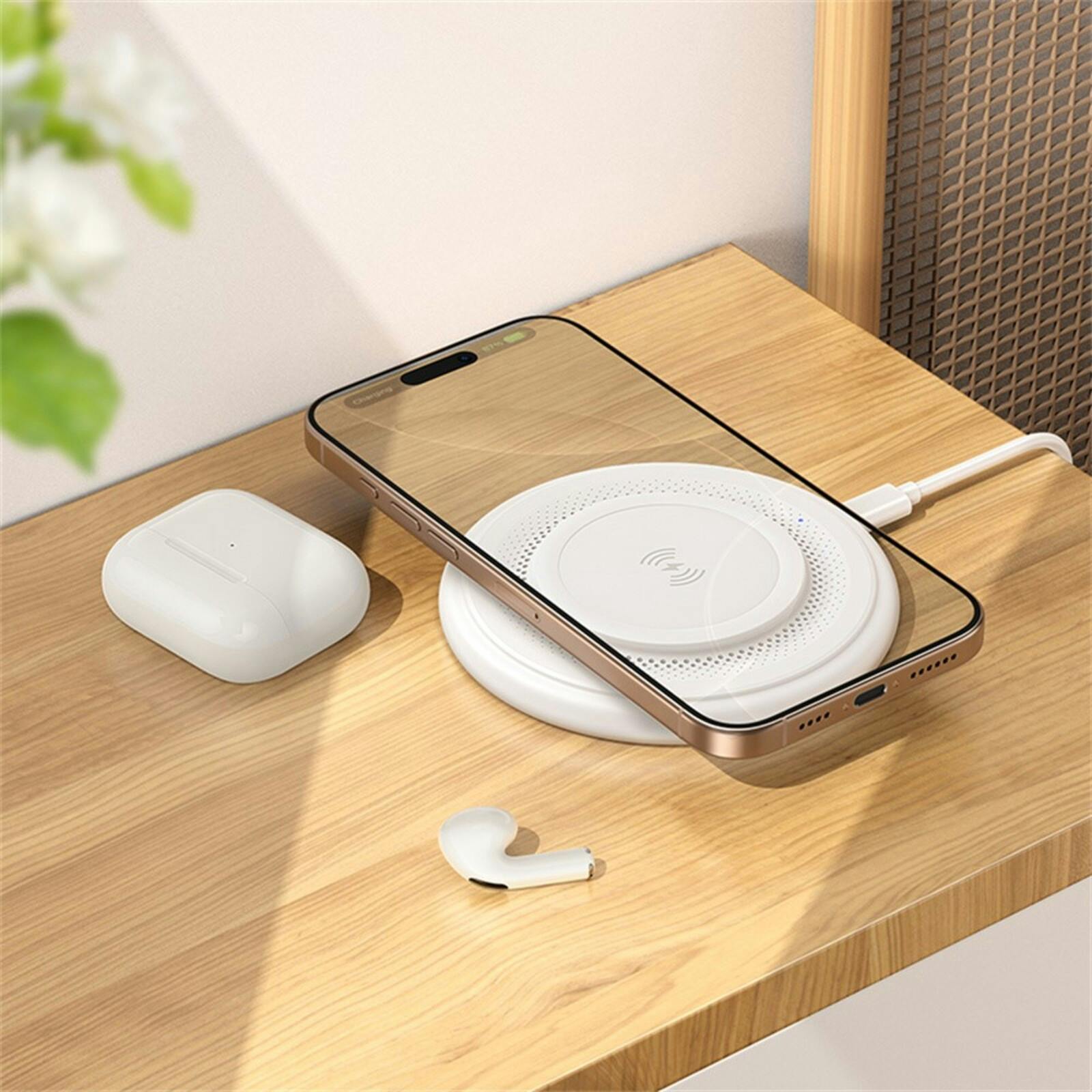 Borofone 15W Desktop Wireless Fast Charger usb-c Wit