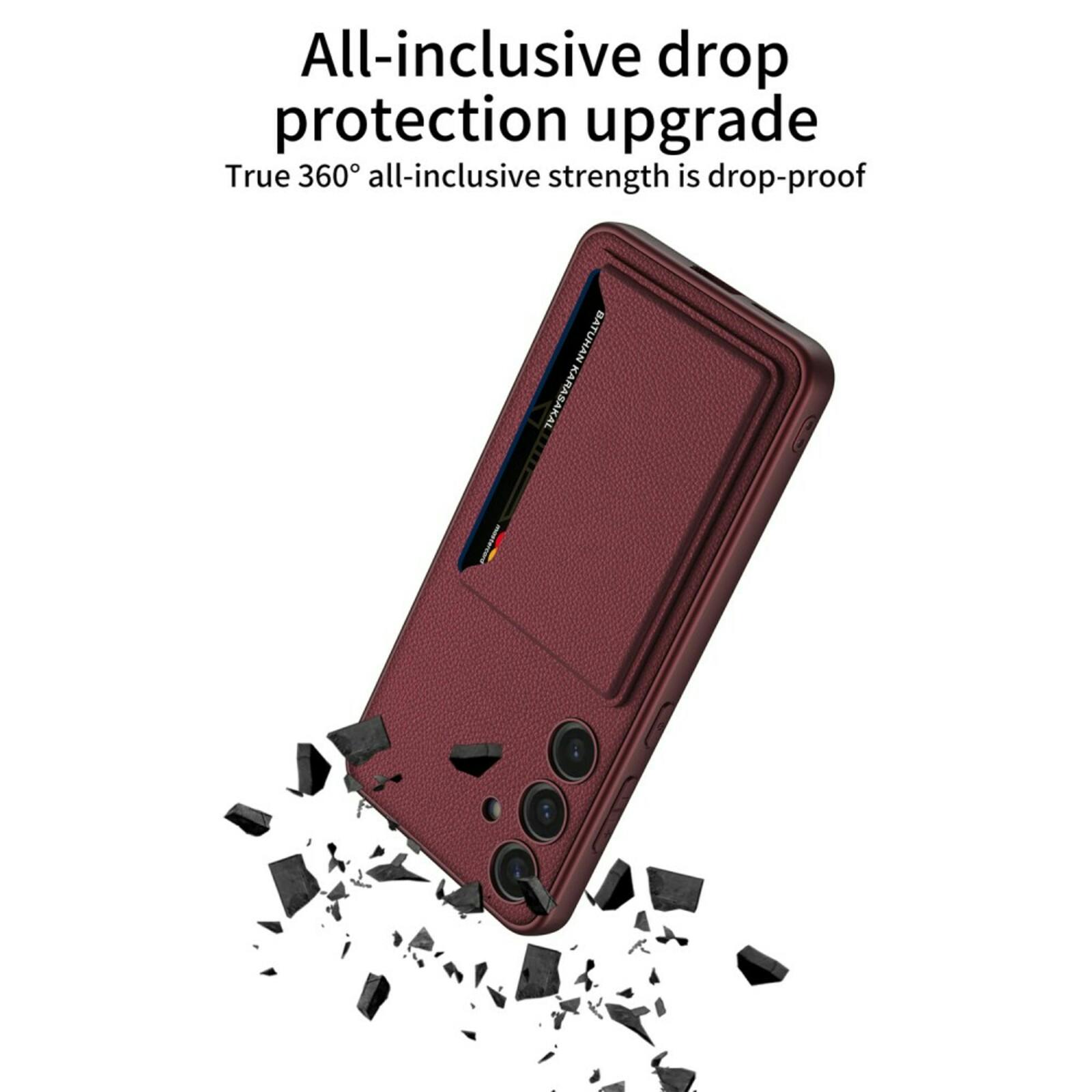 GKK Samsung Galaxy S24 Drop Proof Hoesje met Pasruimte Rood