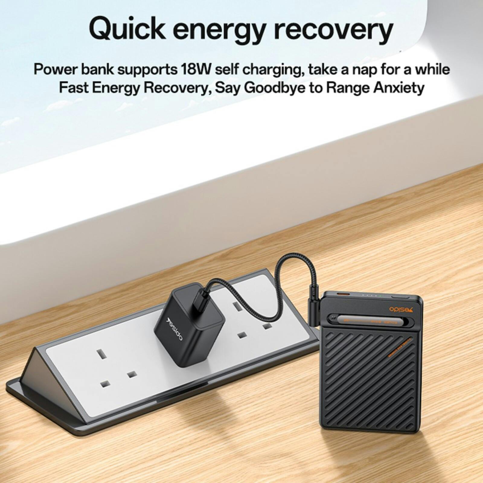 Yesido 10.000mAh MagSafe Powerbank with Cable+Kickstand Zwart 10.000 mAh