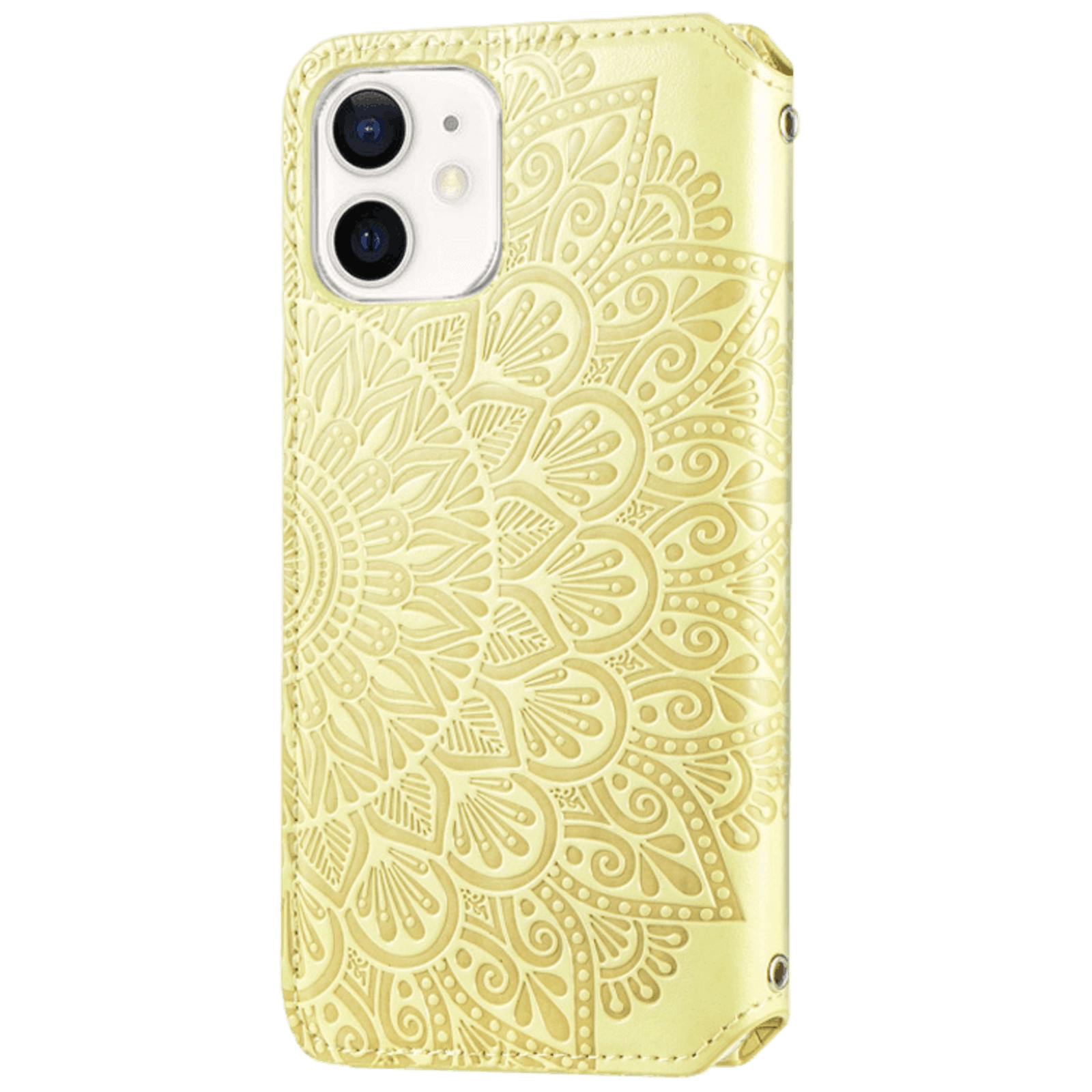 Mocaa iPhone 12 Mini Designz Magnetisch Mandala Portemonnee Hoesje Geel