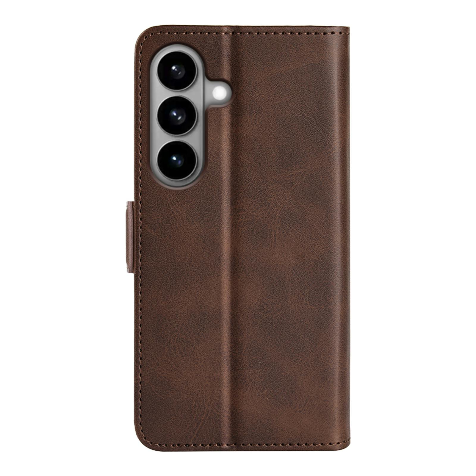 CaseBody Samsung S26 Real Leather Wallet Hoesje Bruin