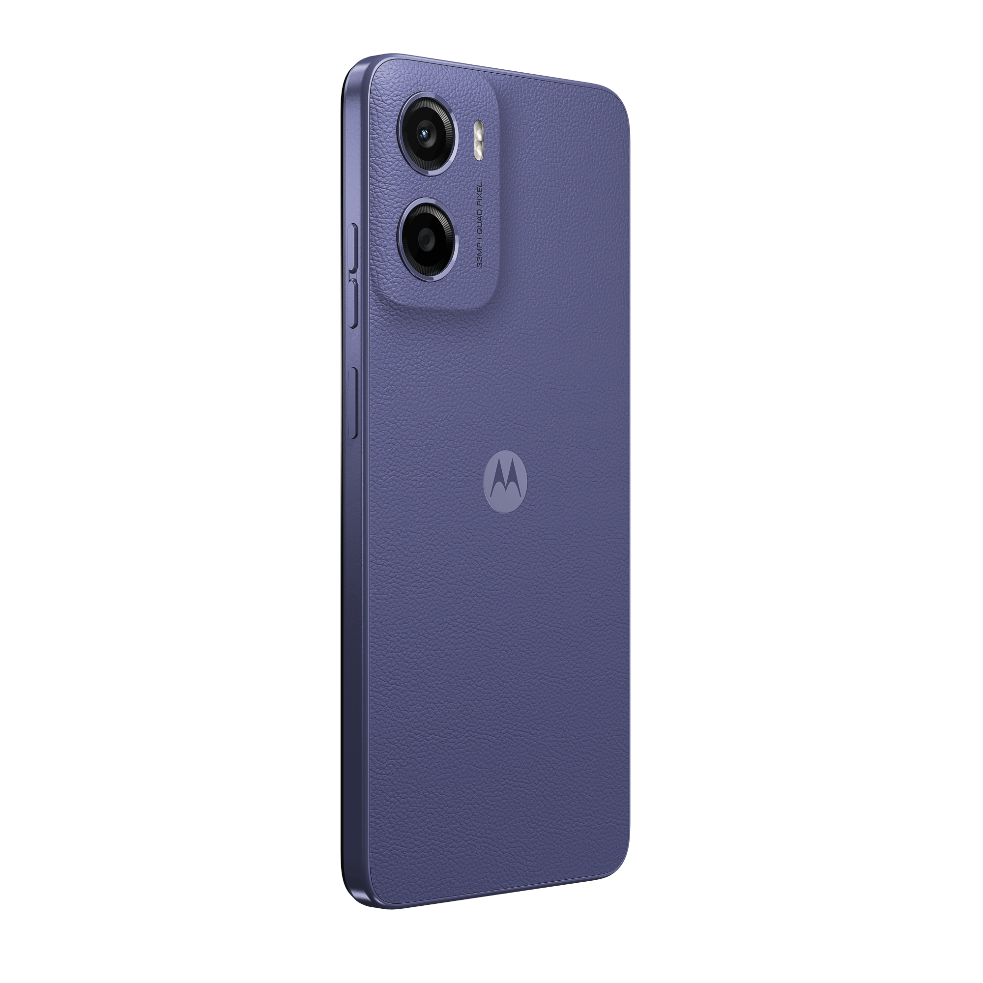 Motorola Moto E15 Fresh Lavender - Aanzicht vanaf links