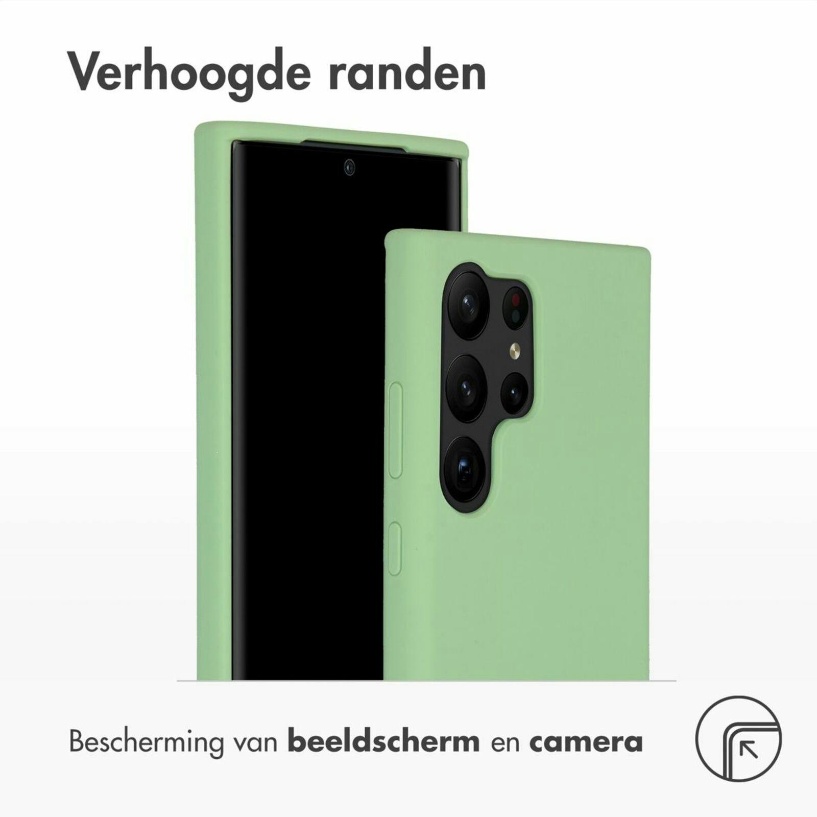 Accezz Galaxy S23 Ultra Liquid Siliconen Hoesje Groen - Voorkant & achterkant