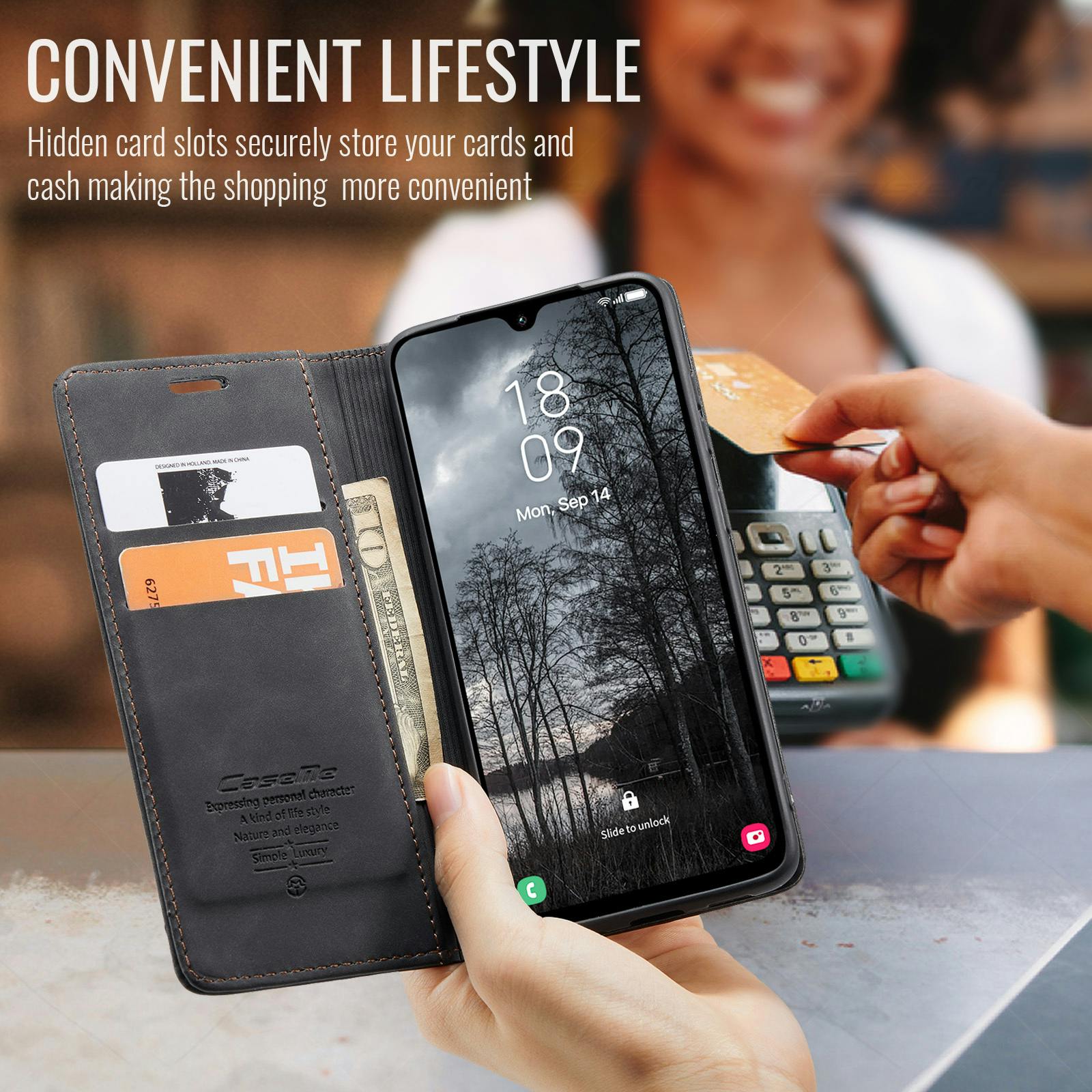 Caseme Samsung Galaxy A37 Business Bookcase Hoesje Zwart