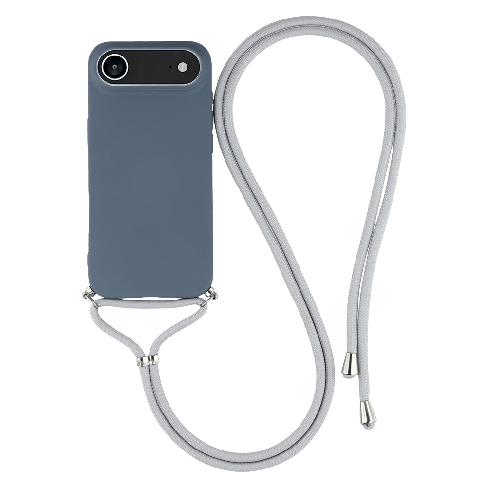 Mocaa Apple iPhone 17 Air Hoesje met Koord Blauwgrijs