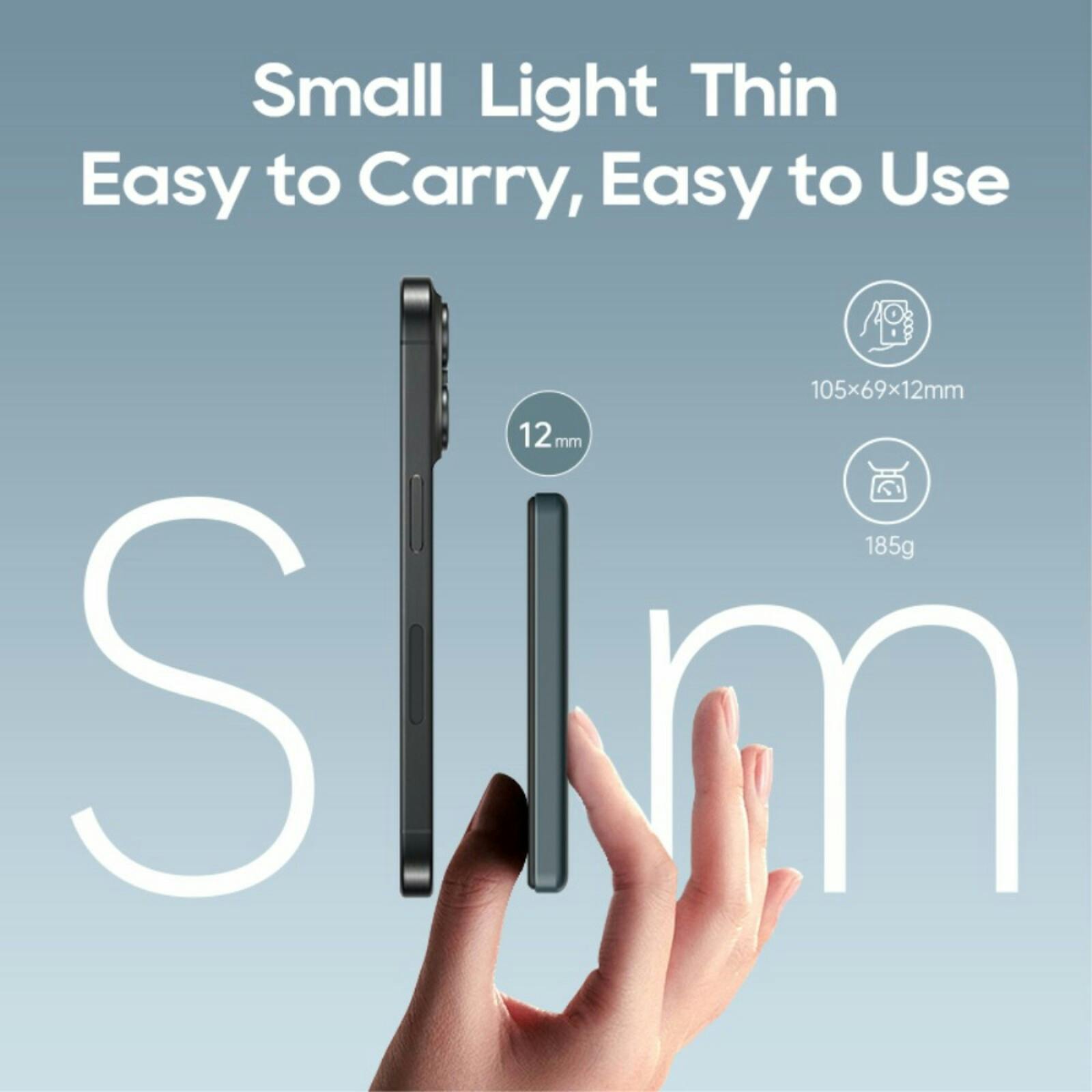 Kuulaa MagOn Series Slim Powerbank Grijsgroen