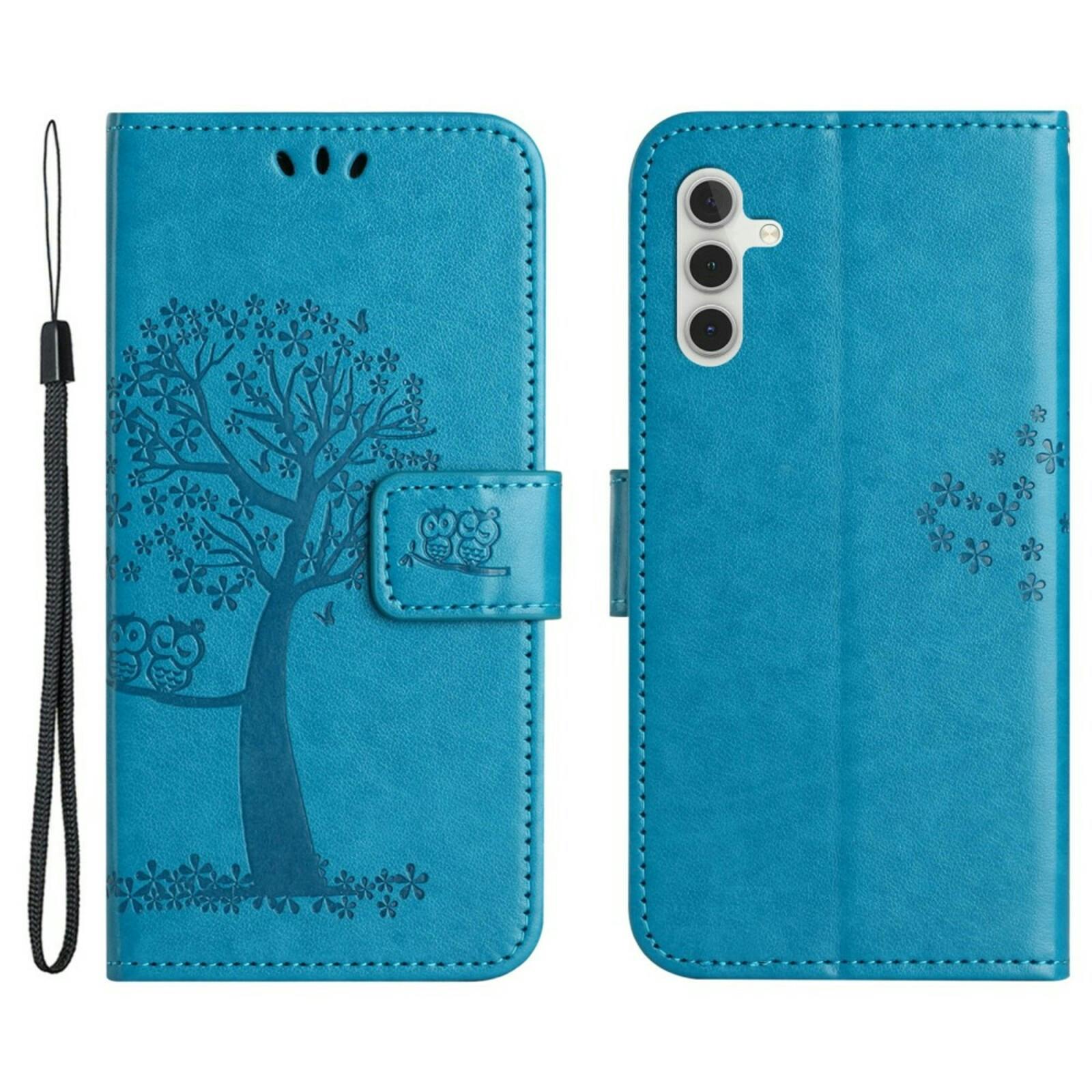 Comfycase Samsung Galaxy A35 Bookcase Hoesje Uiltjes Blauw