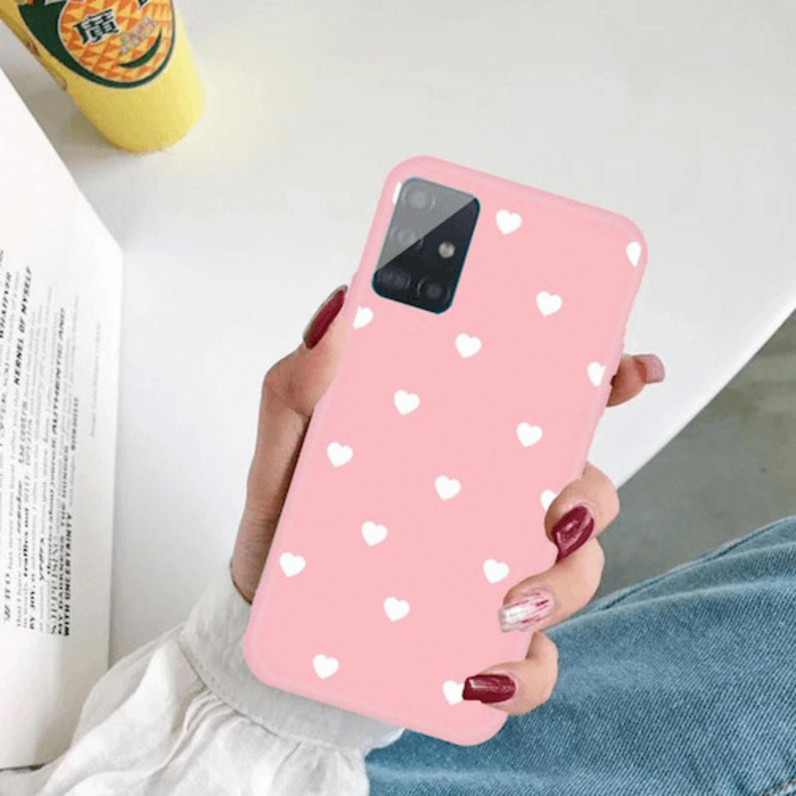 Mocaa Samsung Galaxy A71 Hearts Case Roze