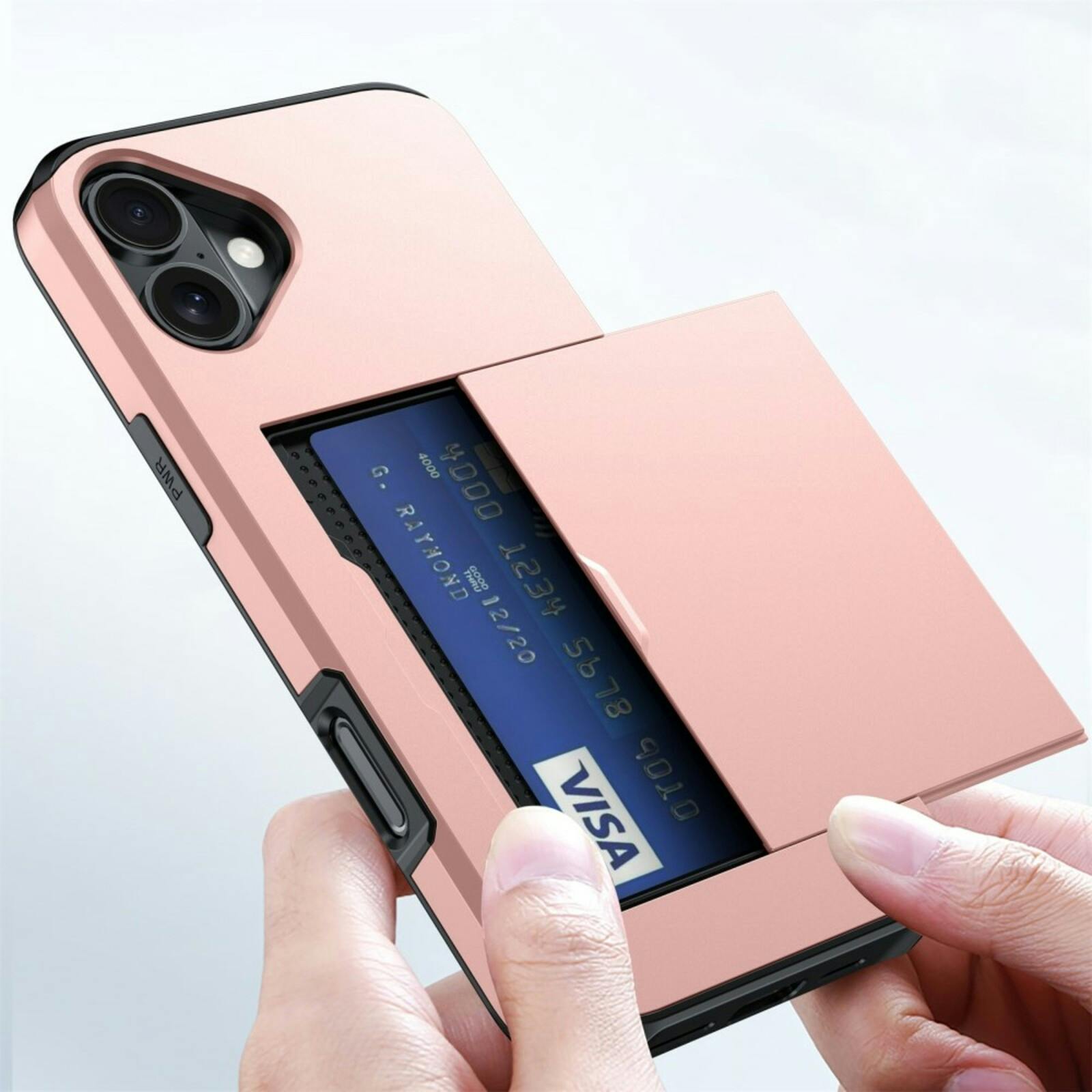 Slide Case Apple iPhone 16 Plus Hoesje met Pashouder Roségoud