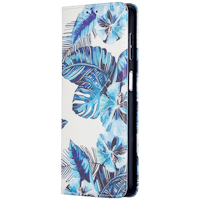 Mocaa Samsung Galaxy A32 blue leaf magnetisch bookcase hoesje Meerkleurig