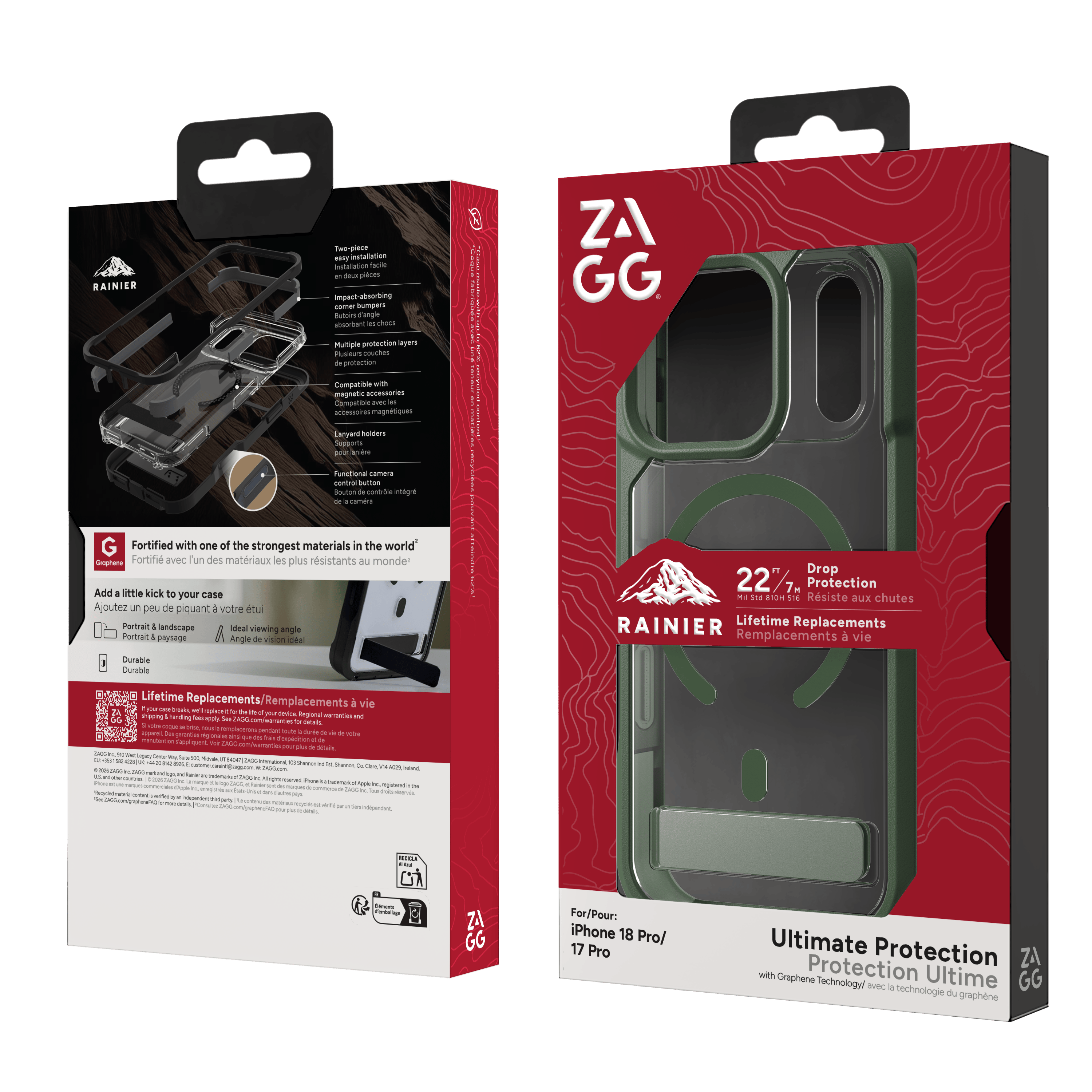 ZAGG iPhone 17 Pro / 18 Pro Rainier MagSafe Hoesje met Kickstand Groen