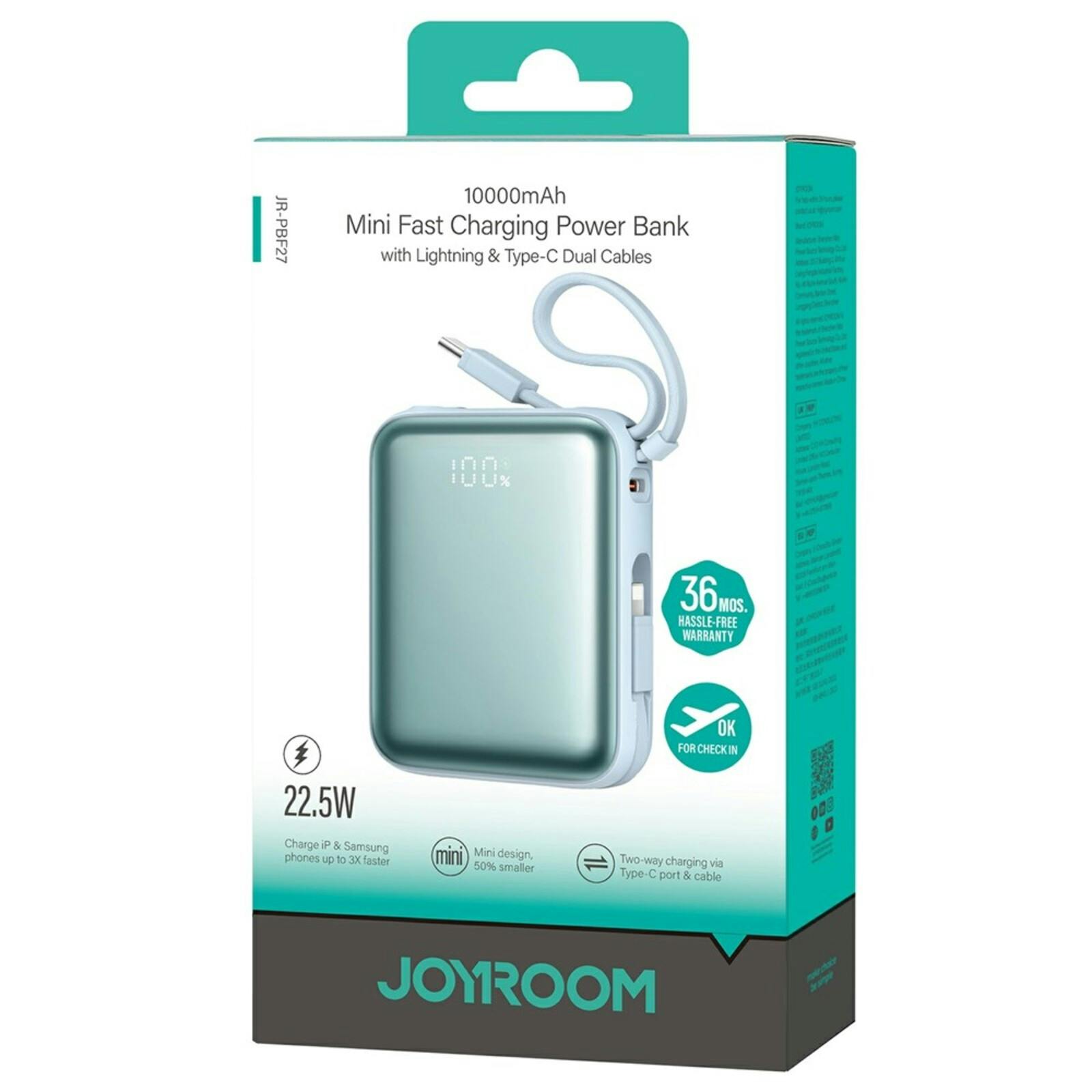Joyroom 10.000mAh 22.5W Premium Mini Powerbank Blauw 10.000 mAh