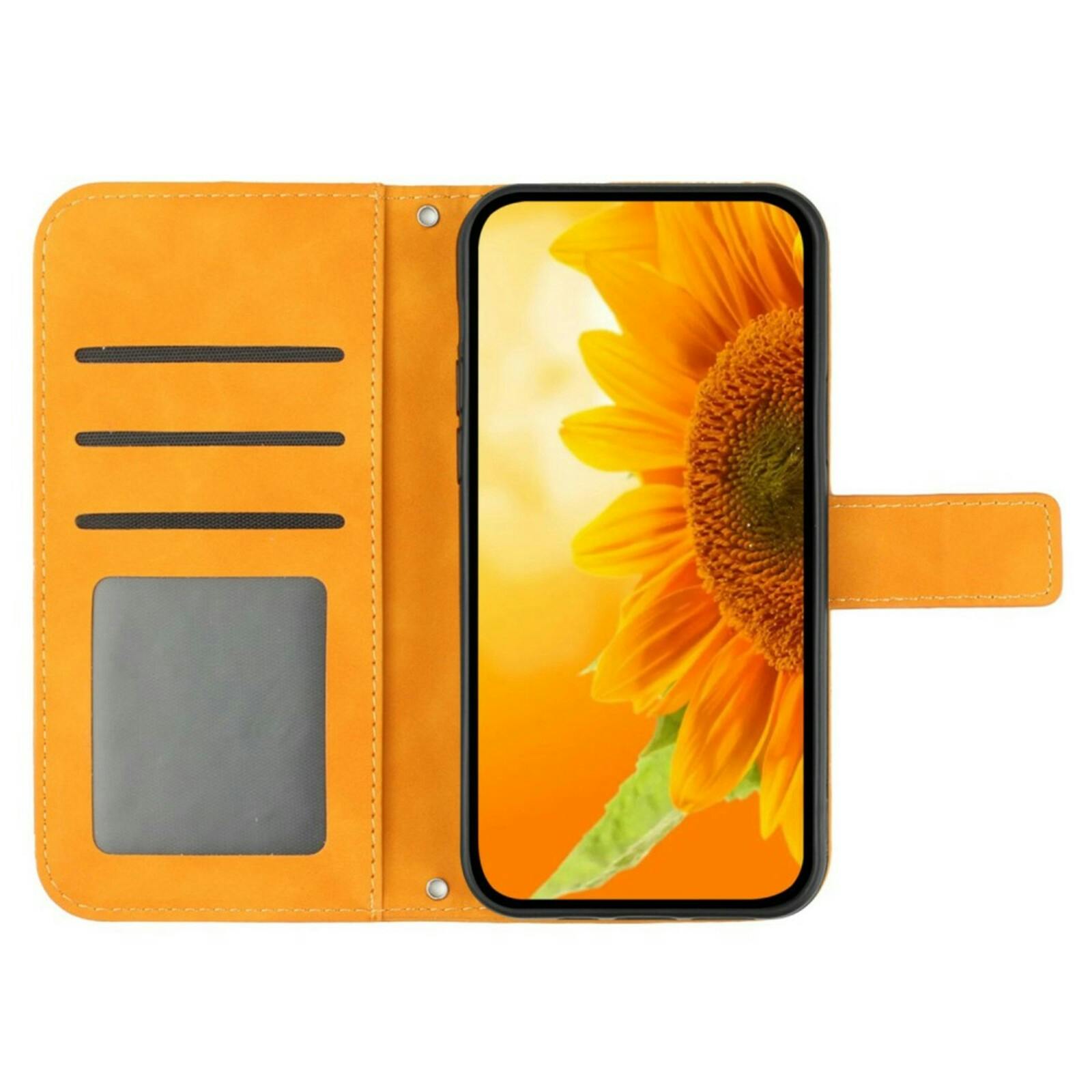 Mocaa Samsung Galaxy S24 FE Sunflower Bookcase met Koord Geel
