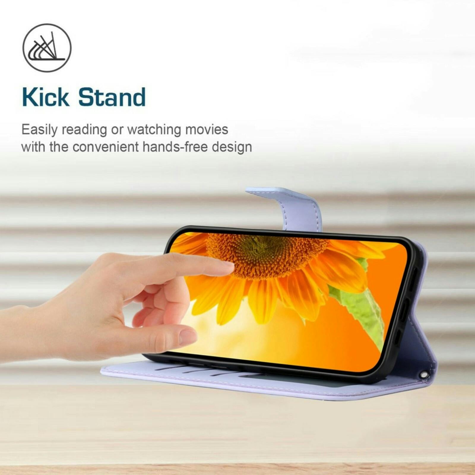 Mocaa Samsung Galaxy S24 FE Sunflower Bookcase met Koord Paars